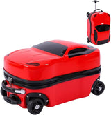 18” Kids Pull-Along Car Suitcase with Retractable Handle - Perfect Travel Companion for Children