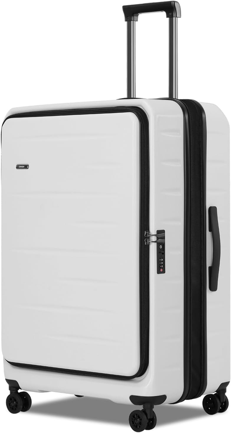Expandable Hard Shell Carry-On Luggage with Front Pocket & TSA-Approved Lock - Lightweight Travel Suitcase