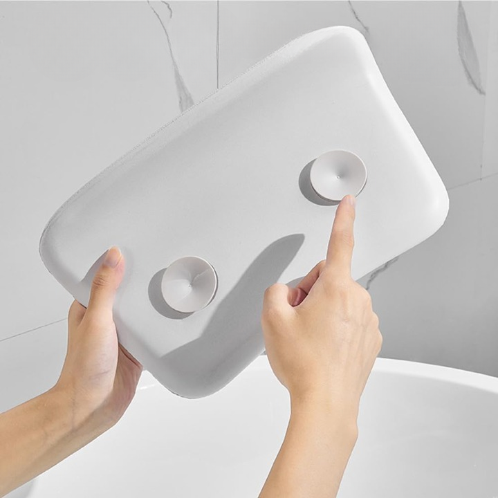 Non-Slip Bath Pillow – Suction Cup Grip, Waterproof PU & 31×18×9cm Ergonomic Fit