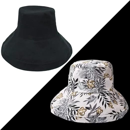 Women's Wide-Brim Sun Hat – Reversible, Cotton Linen & UV Protection