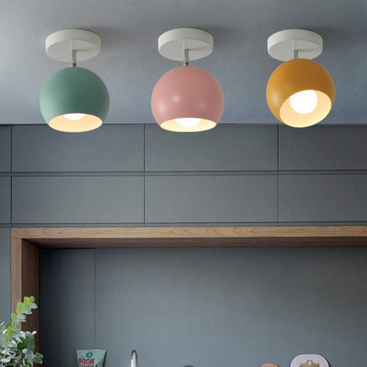 Nordic Macaron Ceiling Light – Round Aluminium Design, Pastel Colors & Flush Mount