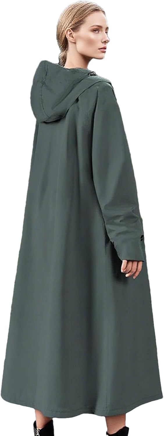 Veridra Long Waterproof Raincoat for Women - Stylish & Durable Weather Protection
