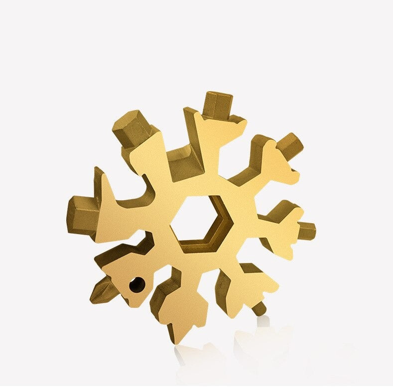 18-in-1 Snowflake Multitool – Stainless Steel, Keychain Size & Bottle Opener