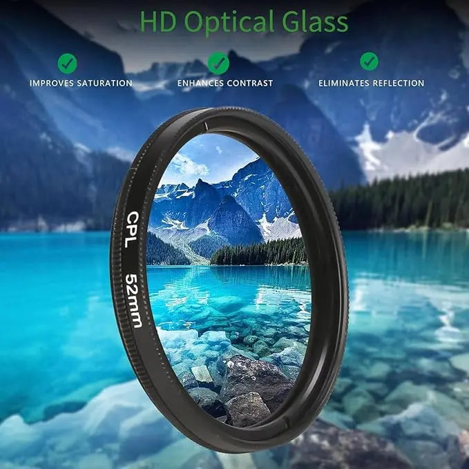 52mm Phone CPL Polarizing Filter – Universal Clip, Glass & Aluminum, Reflection-Free Photos