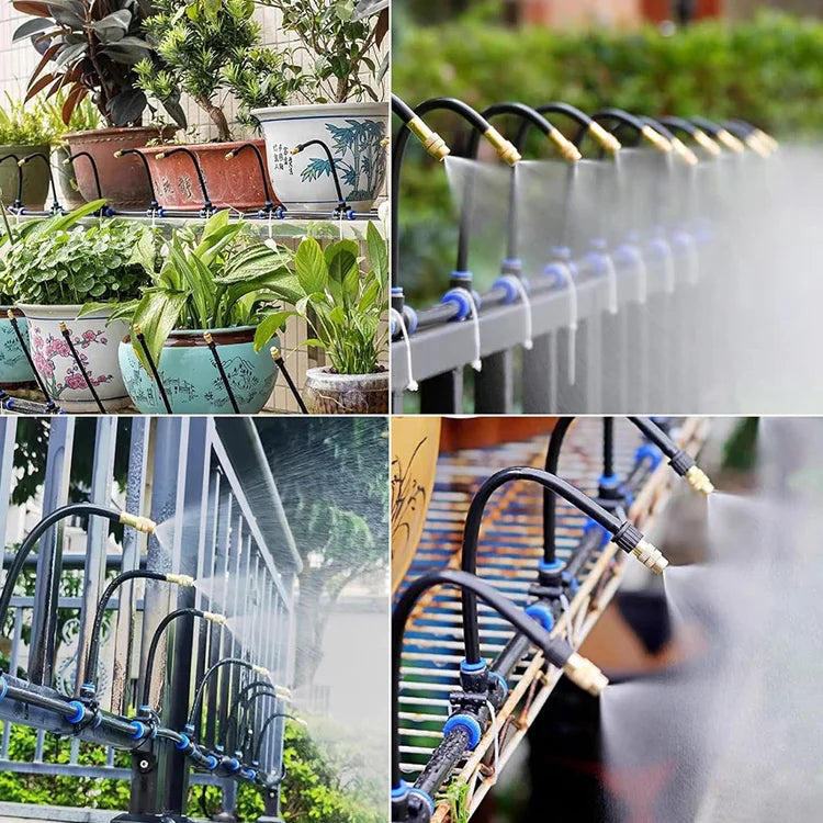 Garden Misting System – 20m Hose, 20 Brass Nozzles & Tool-Free Setup