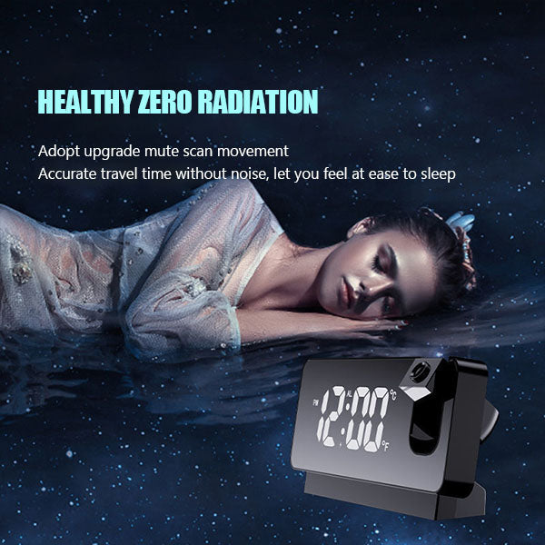 LED Projection Alarm Clock – 180° Ceiling Display, 18cm LED, Dual Alarm & USB Charging