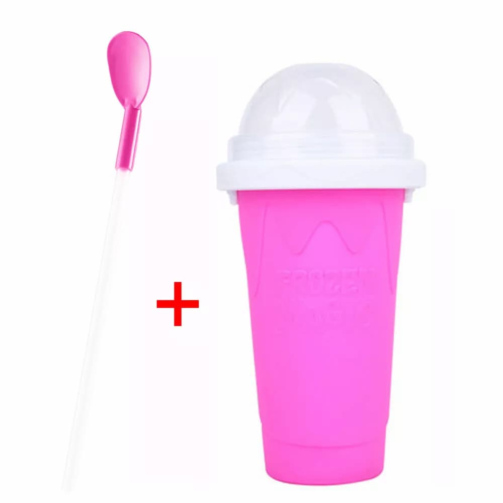 Slushy Maker Cup – Quick-Freeze Squeeze Cup, Leak-Proof Lid & 2-in-1 Straw Spoon