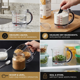 Adjustable Measuring Cup – Built-In Scraper, Non-Slip Base & Ergonomic Grip