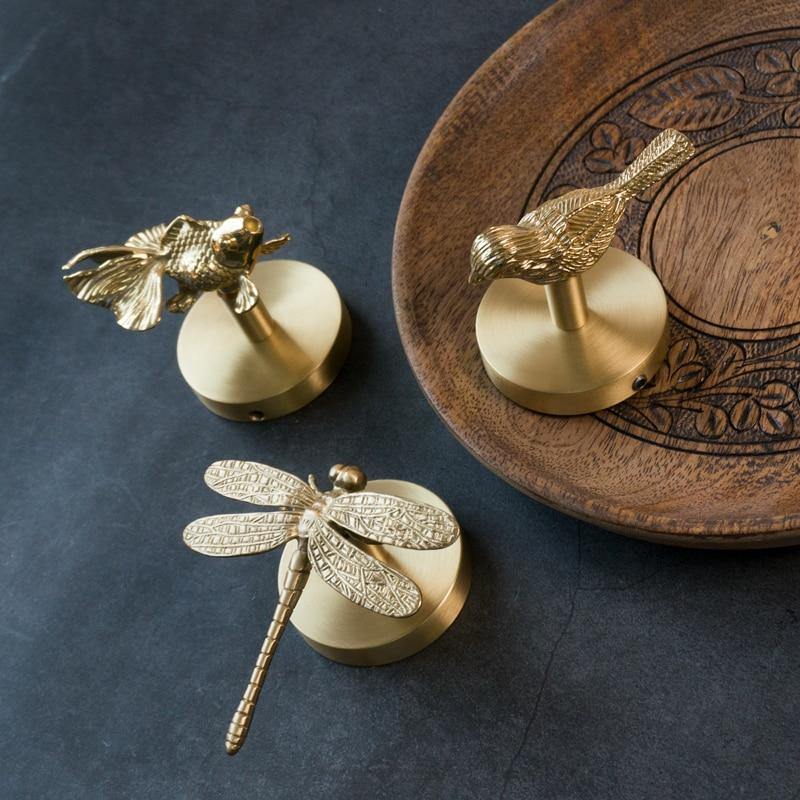 Brass Wall Hooks – Solid Brass, Animal Head Design & Gold Finish