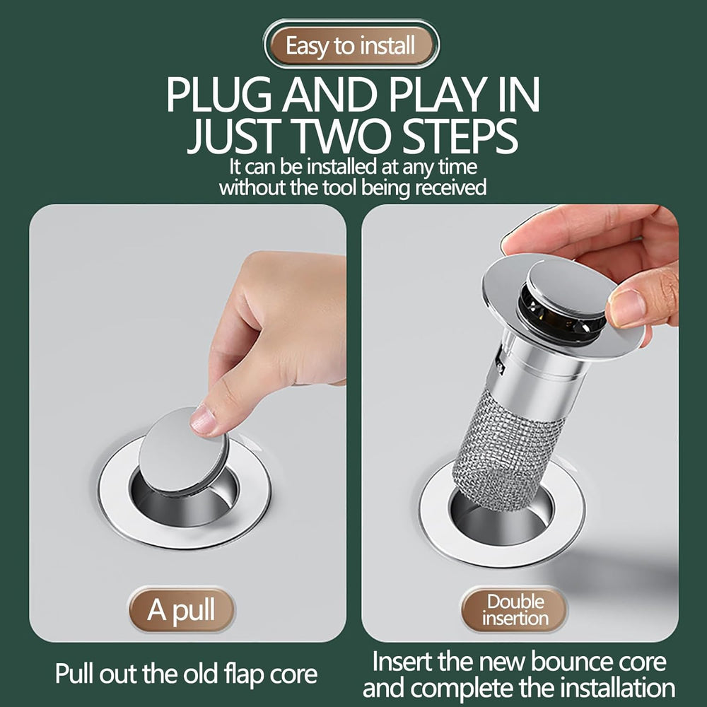 Stainless Steel Drain Strainer – Pop-Up Stopper, Hair Catcher & Tool-Free Install