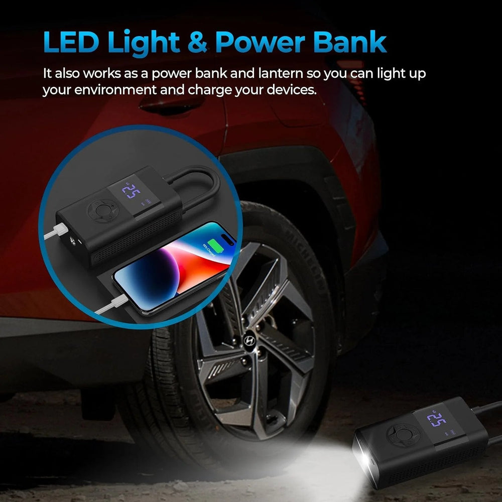 Optimized Product Title: Tragbarer Elektrischer Luftkompressor mit Digitalanzeige – Kompakter Reifenfüller für Auto, Fahrrad und Sportgeräte, 12V, Schnellaufblasfunktion, LED-Licht

This enhanced title includes relevant keywords and additional details tha