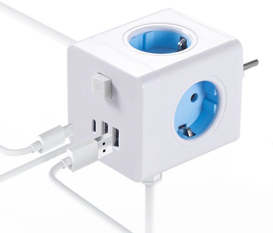 Power Cube Extension Socket – 4 Outlets, 2 USB Ports & On/Off Switch