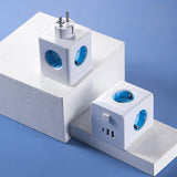 4-Outlet Power Cube – 2 USB Ports, Compact Multi-Socket with On/Off Switch, White