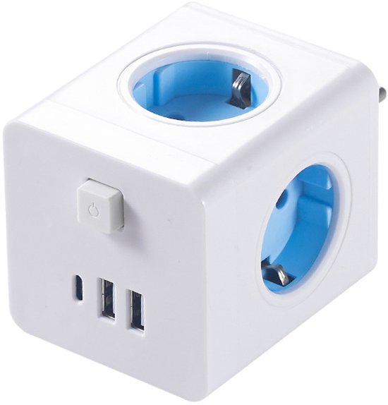 Power Cube Extension Socket – 4 Outlets, 2 USB Ports & On/Off Switch