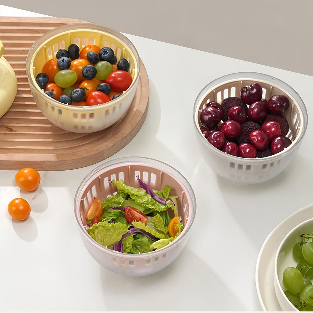 3-in-1 Salad Spinner – Wash, Dry & Store, BPA-Free & Hand Crank