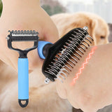 Pet Grooming Deshedding Brush – Double-Sided Safety Blades, Ergonomic Grip & 2 Sizes
