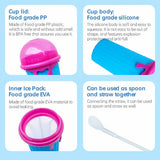 Slushy Maker Cup – Quick-Freeze Squeeze Cup, Leak-Proof Lid & 2-in-1 Straw Spoon