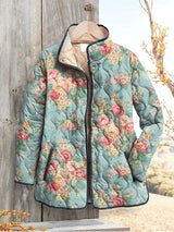 Gesteppt Damenjacke mit Eleganten Blumenmuster – Stylische Frühlingsjacke für Damen