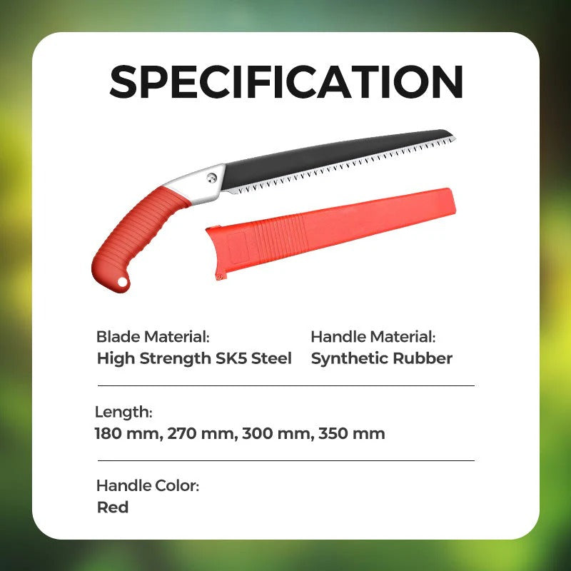 Garden Pruning Saw – SK5 Carbon Steel Blade, Cuts 35cm Branches & Ergonomic Handle
