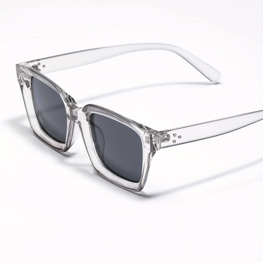 Men's Square Sunglasses – UV400 Protection, Lightweight Polycarbonate, Clear Grey