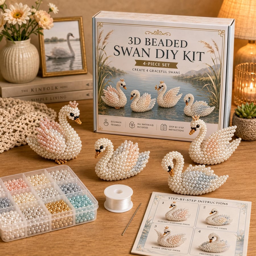 3D Beaded Craft Kit – Glass Bead Animal Figures, Beginner-Friendly & 12 Motif Sets