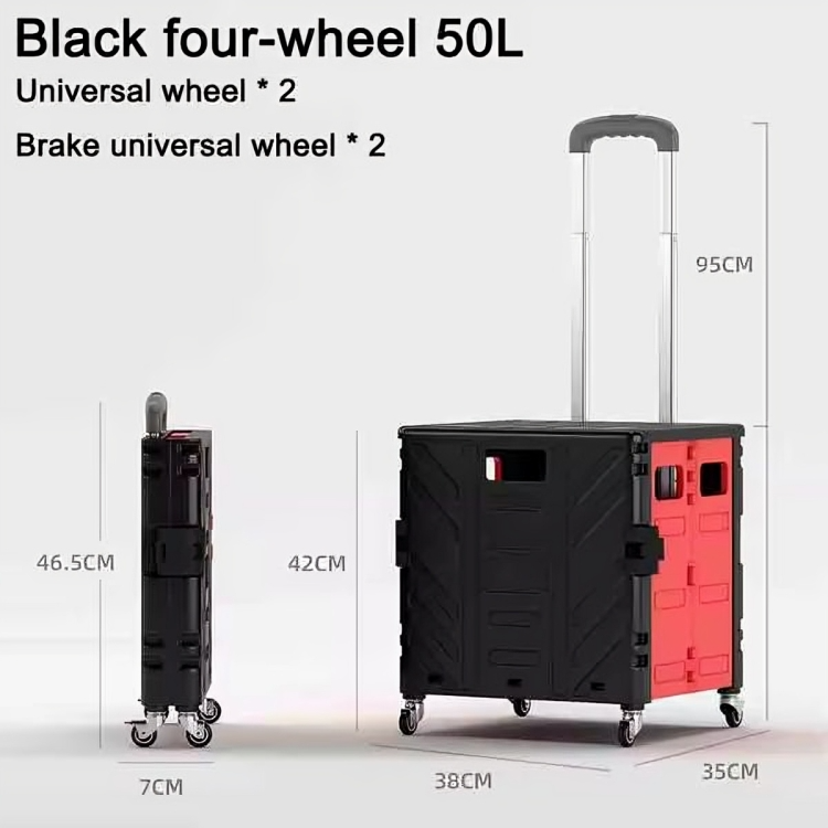 Folding Stair-Climbing Trolley Cart – 50/75L, Multi-Wheel & Collapsible