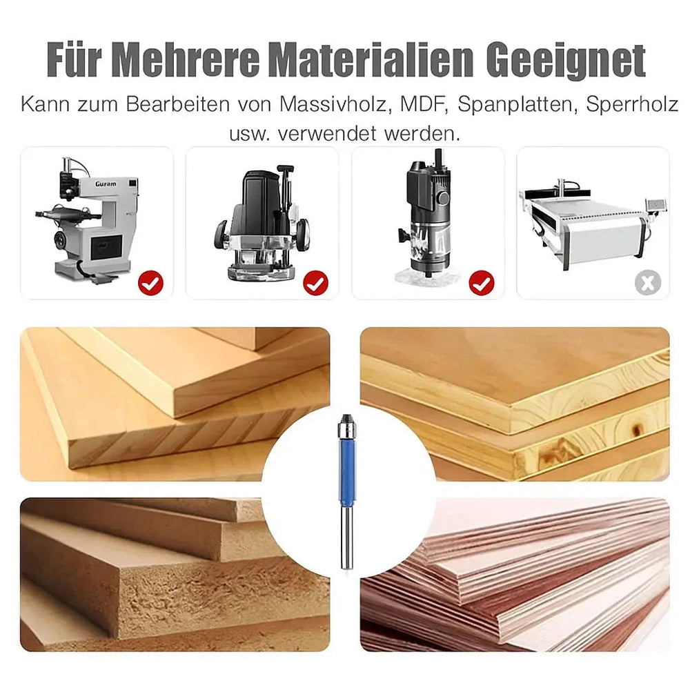 4-teiliges Bündiger Fräser-Set – Präzise Kantenbearbeitung für Holz, Kunststoff und Metall