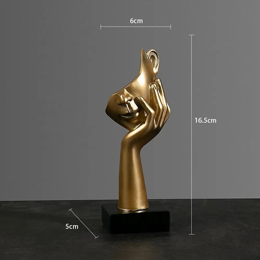 Abstract Face Sculpture – Resin, 17×6.5×5cm, Gold, Black or White Home Decor
