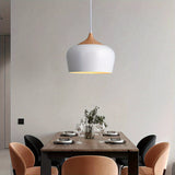 Modern Scandinavian Pendant Light | Iron & Wood Grain Design