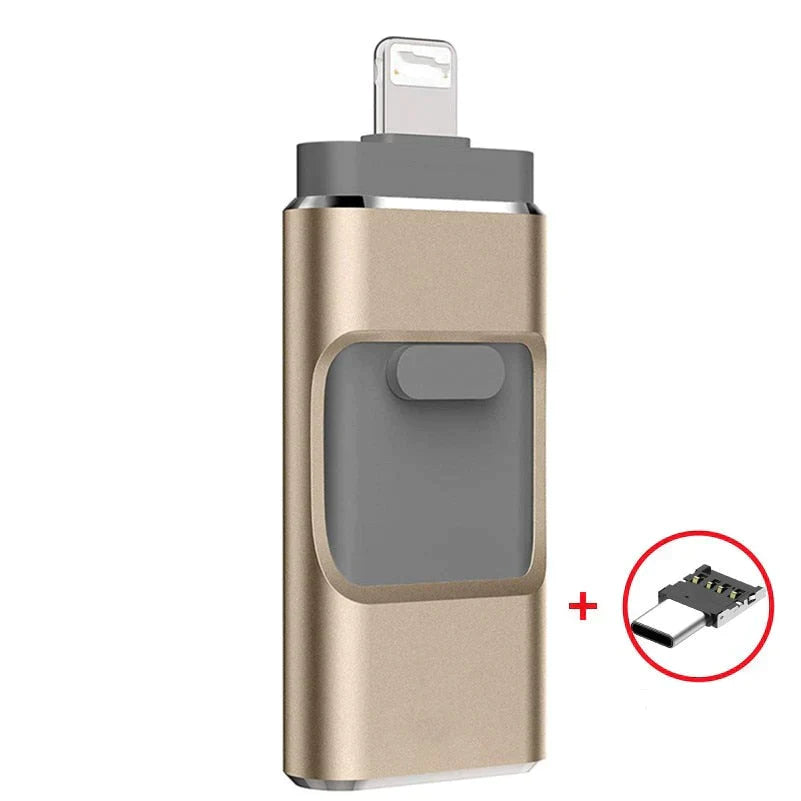 Multi-Port USB Flash Drive – OTG for Smartphone & PC, Aluminum Body, 64–256GB