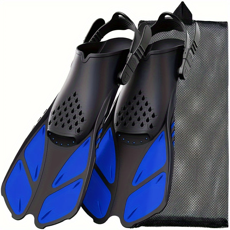 Adjustable Snorkel Fins – Short Blade, Open-Heel, Unisex S/M & L/XL