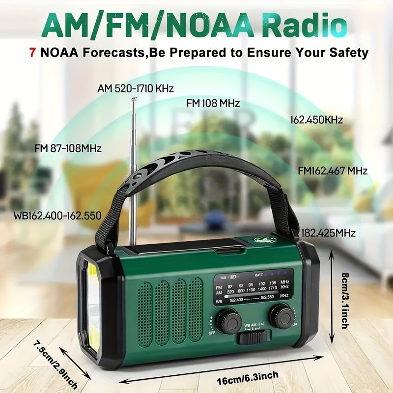 Solar Crank Emergency Radio – 10000mAh Power Bank, AM/FM/NOAA & Flashlight