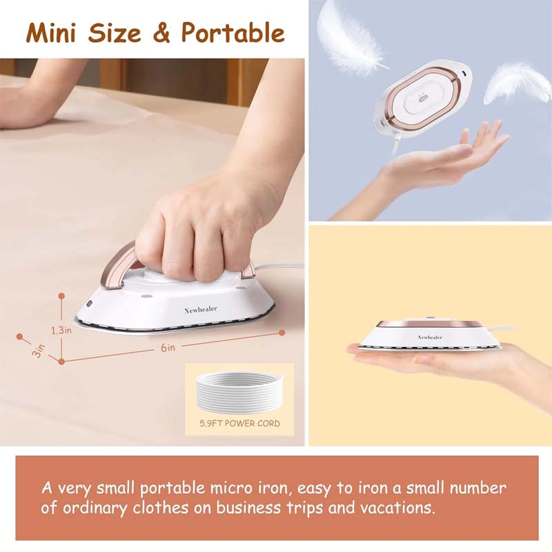 Mini Travel Iron – Ceramic Diamond Soleplate, Dual Voltage & 2-Min Heat-Up