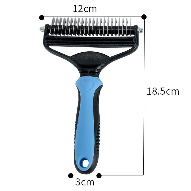 Double-Sided Pet Dematting Brush – Stainless Steel Teeth, Dogs & Cats, Non-Slip Grip