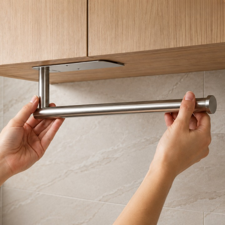 Stainless Steel Paper Towel Holder – Under-Cabinet Wall Mount, 2-Pack & 3 Colors
