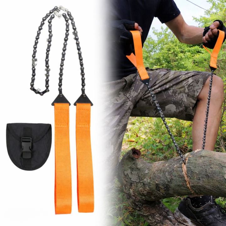 Folding Pocket Saw with Fire Starter – 65Mn Steel Blade, Ballistic Nylon Handle & Belt Holster