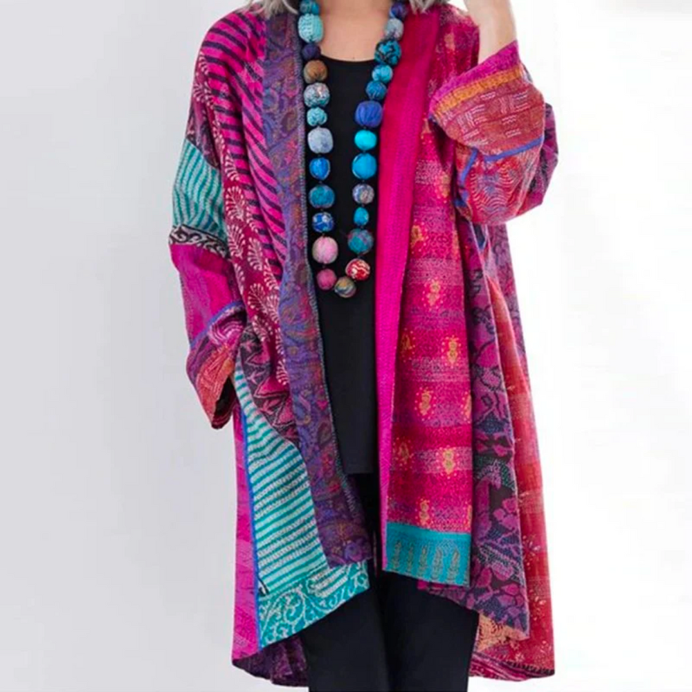 Autumn Boho cardigan with colorful autumn pattern – Maravilla