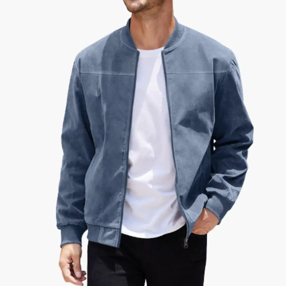 Women's Bomber Jacket – Ribbed Collar, Full-Zip Closure & Side Pockets