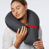Inflatable Travel Neck Pillow – Adjustable Air Pressure, Ergonomic Support & Carrying Bag