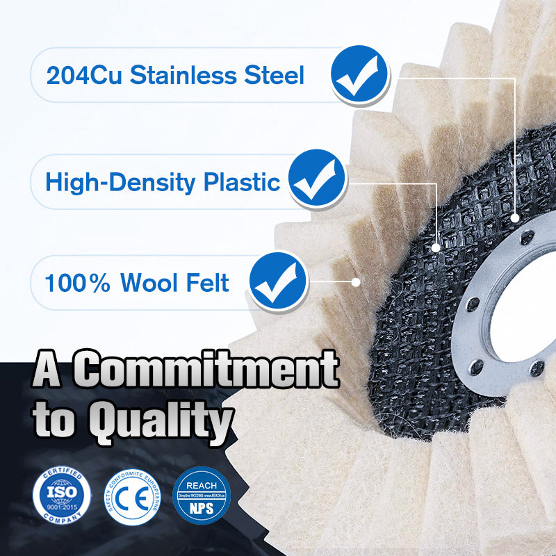 Wool Felt Polishing Discs – 115mm & 125mm, Metal & Wood Buffing Pads