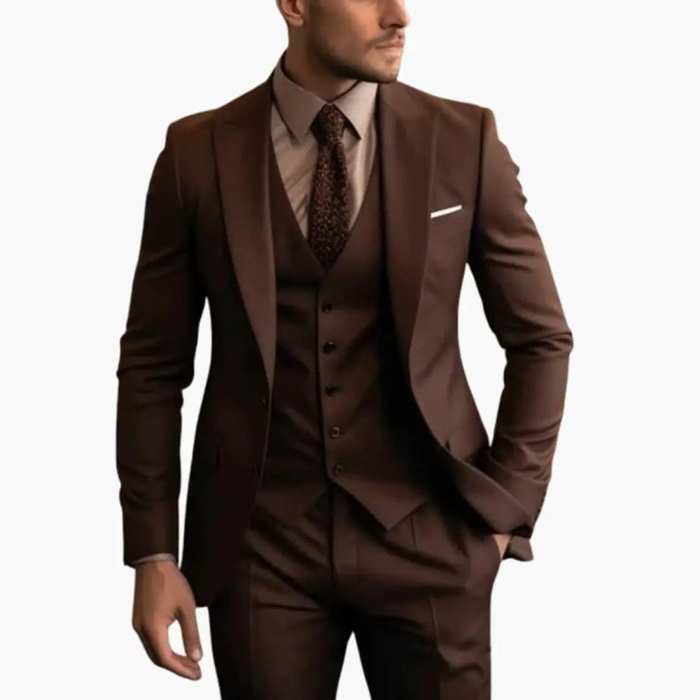 Men's Three-Piece Formal Suit – Blazer, Vest & Straight-Leg Trousers