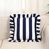 Ruffle-Edge Cushion Cover – Microfiber, 45×45cm & Striped Design