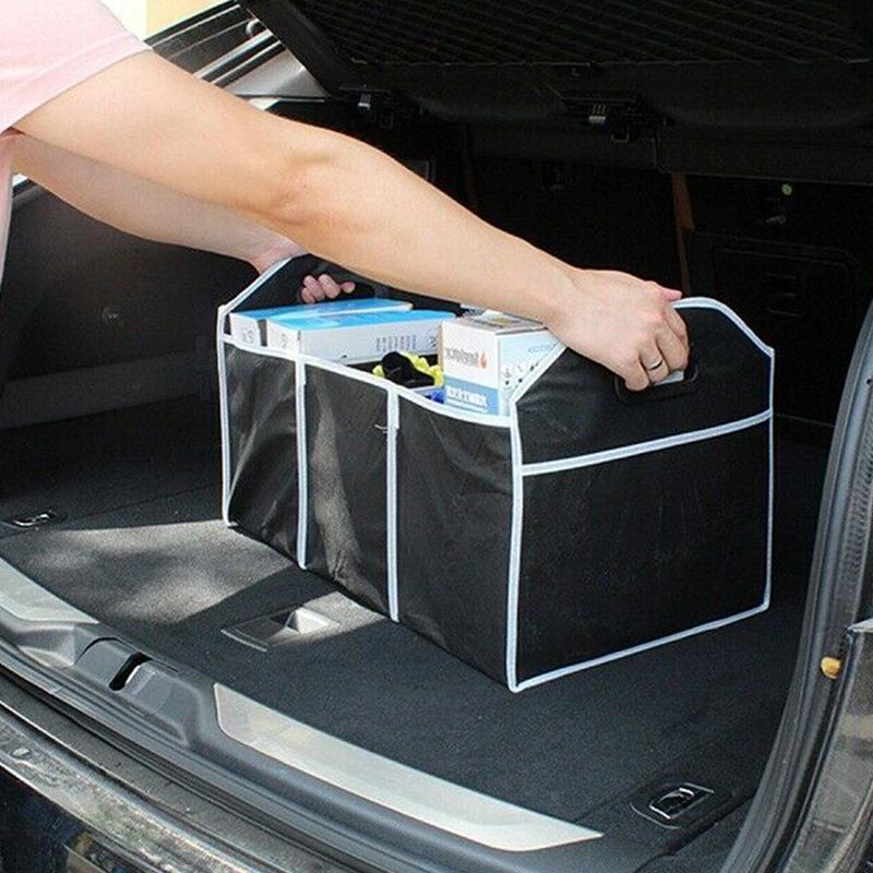 Foldable Car Trunk Organizer – Waterproof, 3 Compartments & Black Nonwoven