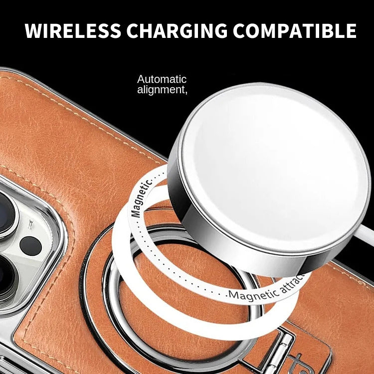Premium Leder iPhone-Hülle mit Magnetischem Ständer – Ultimativer Schutz & Stil