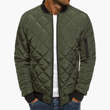 Men's Quilted Bomber Jacket – Zip Front, Arm Pocket & Ribbed Hem