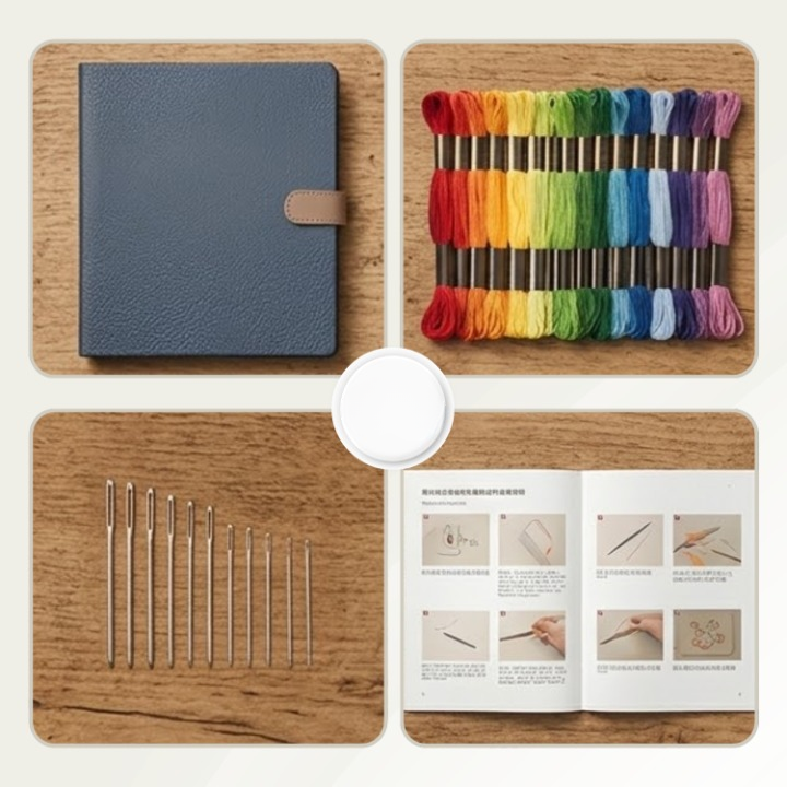 Embroidery Starter Kit – 106 Stitches, Bamboo Hoop & 86-Piece Accessory Set