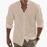 Men's Stand Collar Shirt – Long Sleeve, Lightweight & Breathable