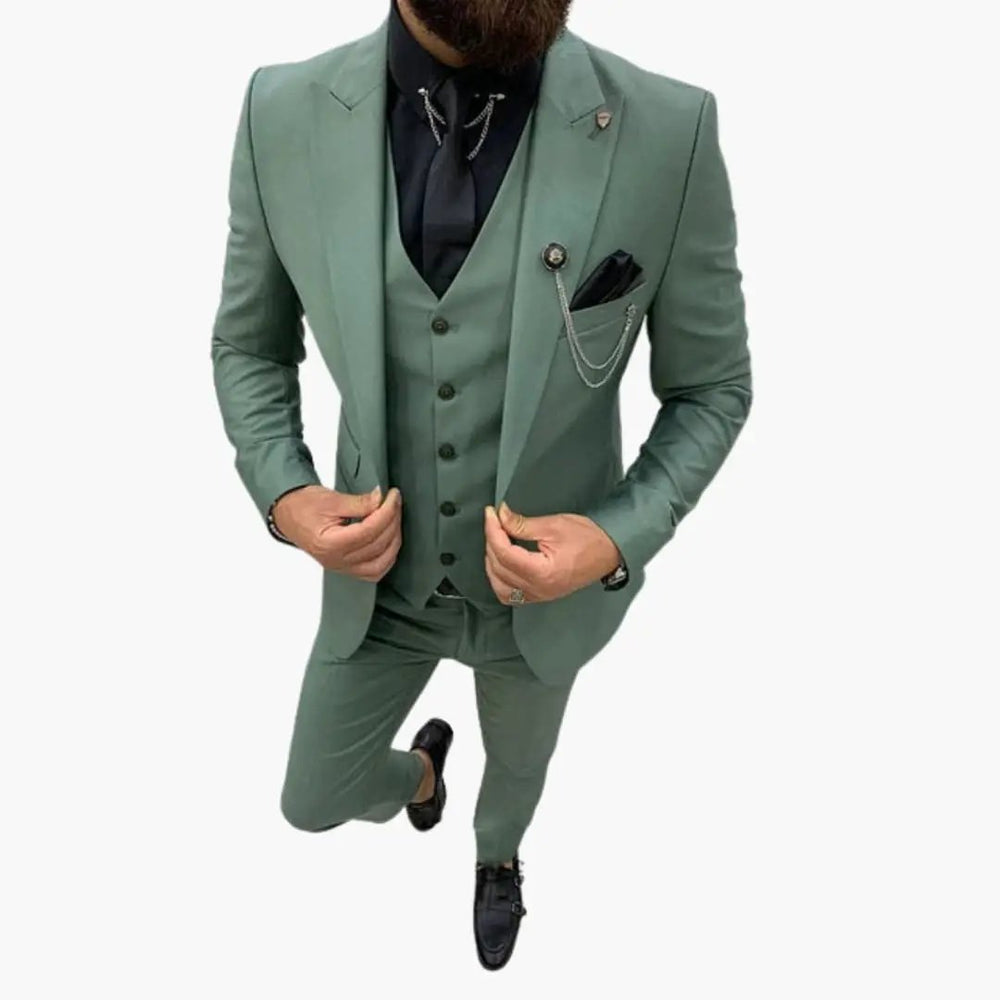 Men's Three-Piece Suit – Notch Lapel, Vest Included & Tailored Fit