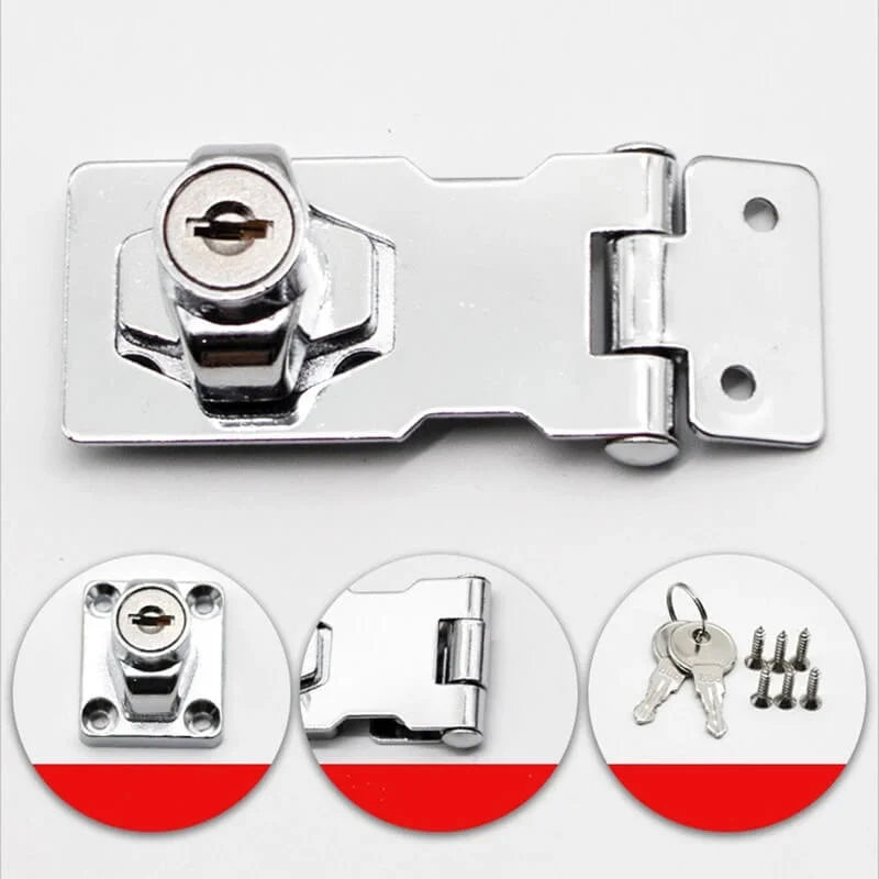 Cabinet Hinge Lock – Zinc Alloy, Screw or Adhesive Mount & 2 Keys