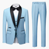 Men's Three-Piece Formal Suit – Red Accents, Shawl Collar & Slim Fit